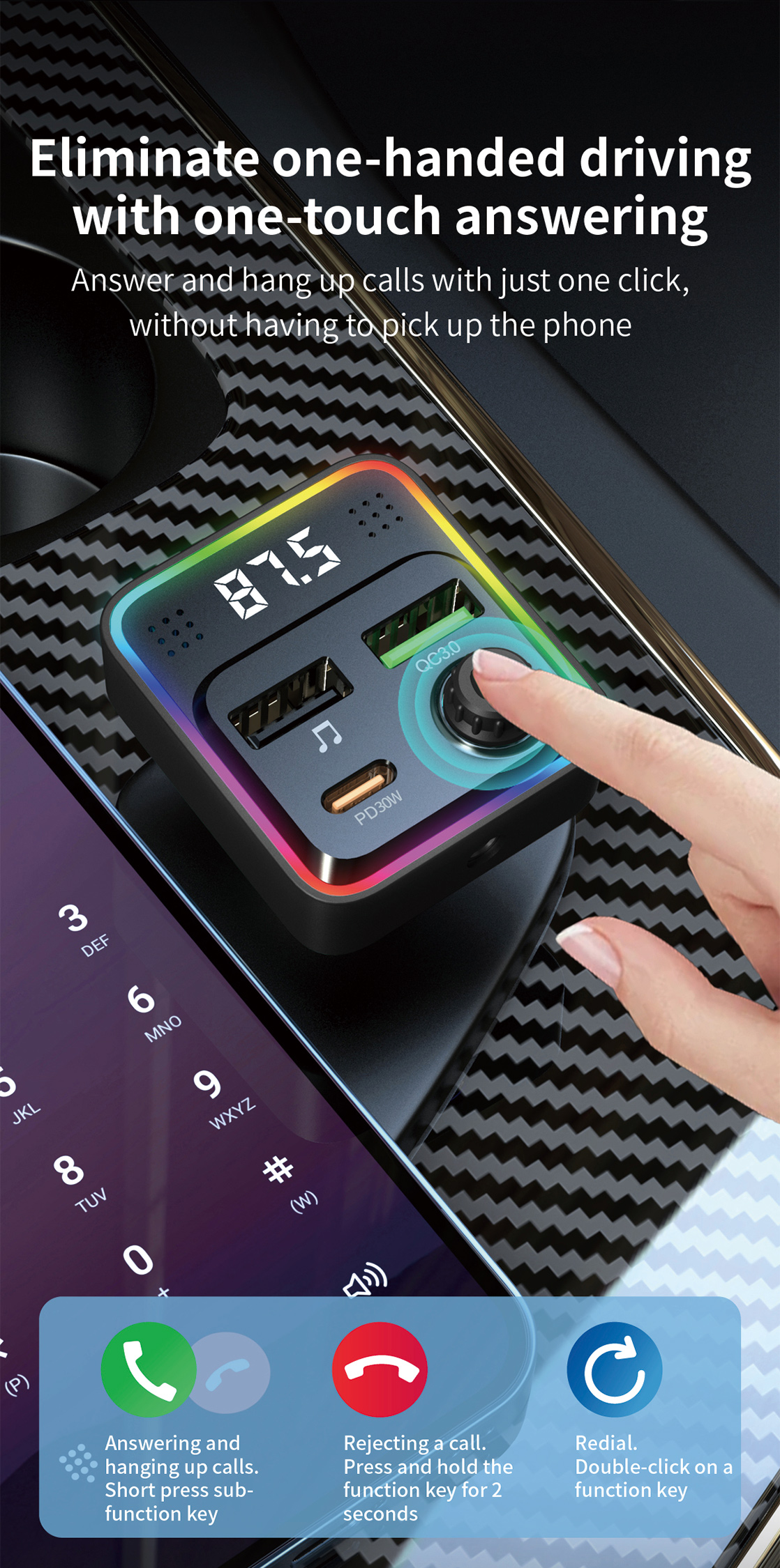 Ambient Colorful light Car Charger