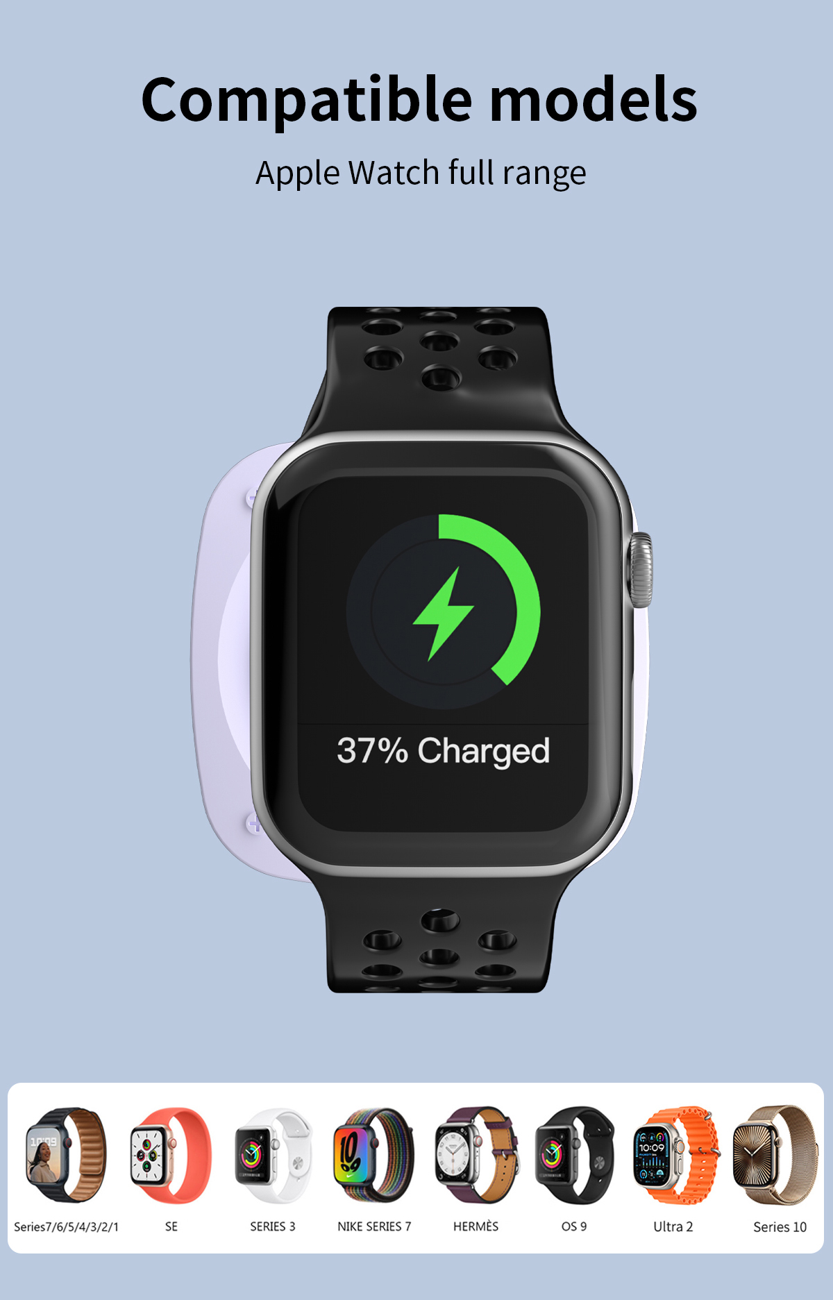 Wireless charger for Apple Watch with retractable type C cable