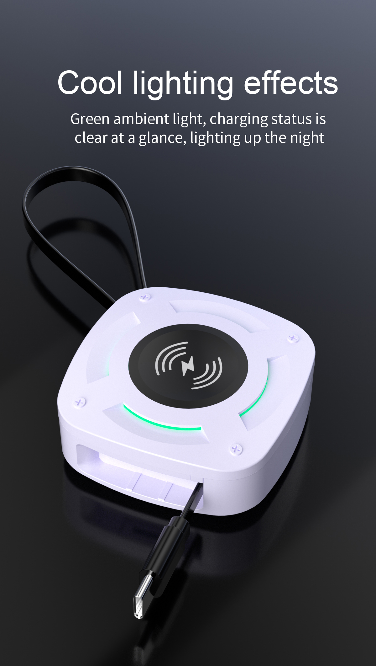 Wireless charger for Apple Watch with retractable type C cable