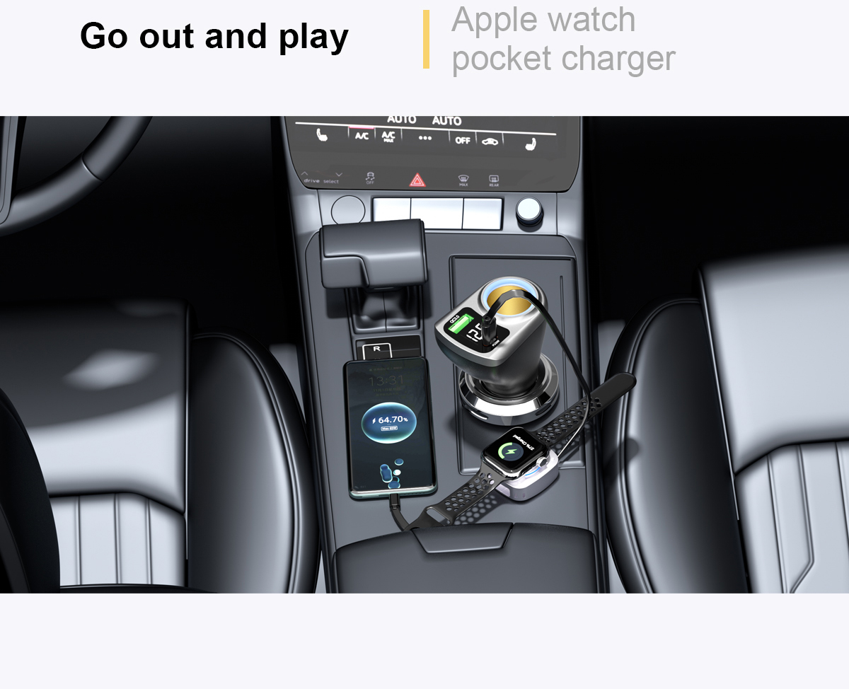 Wireless charger for Apple Watch with retractable type C cable