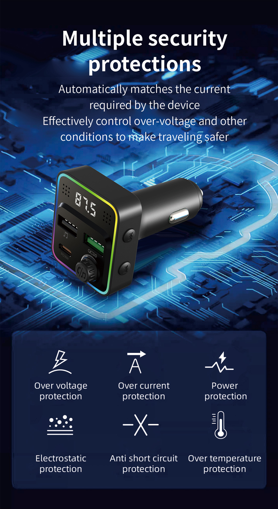 Ambient Colorful light Car Charger