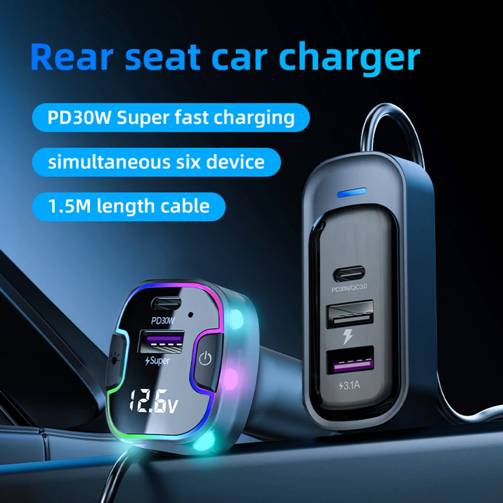 Bluetooth FM Transmitters  & Ambient Colorful light Car Charger
