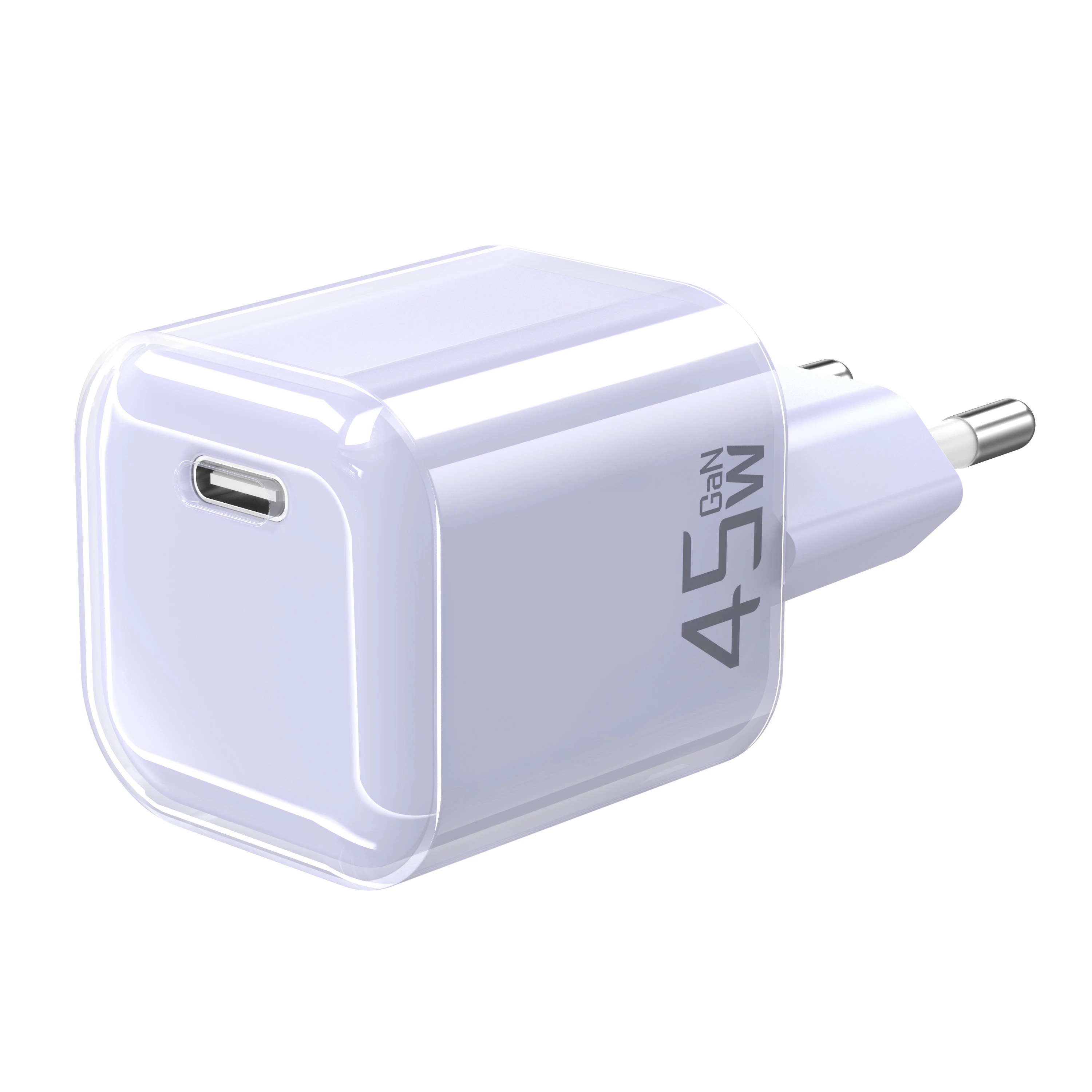 GaN Mini wall charger with transparent cover,  45W 65W Support iPhone 17, 17pro, 17 pro Max