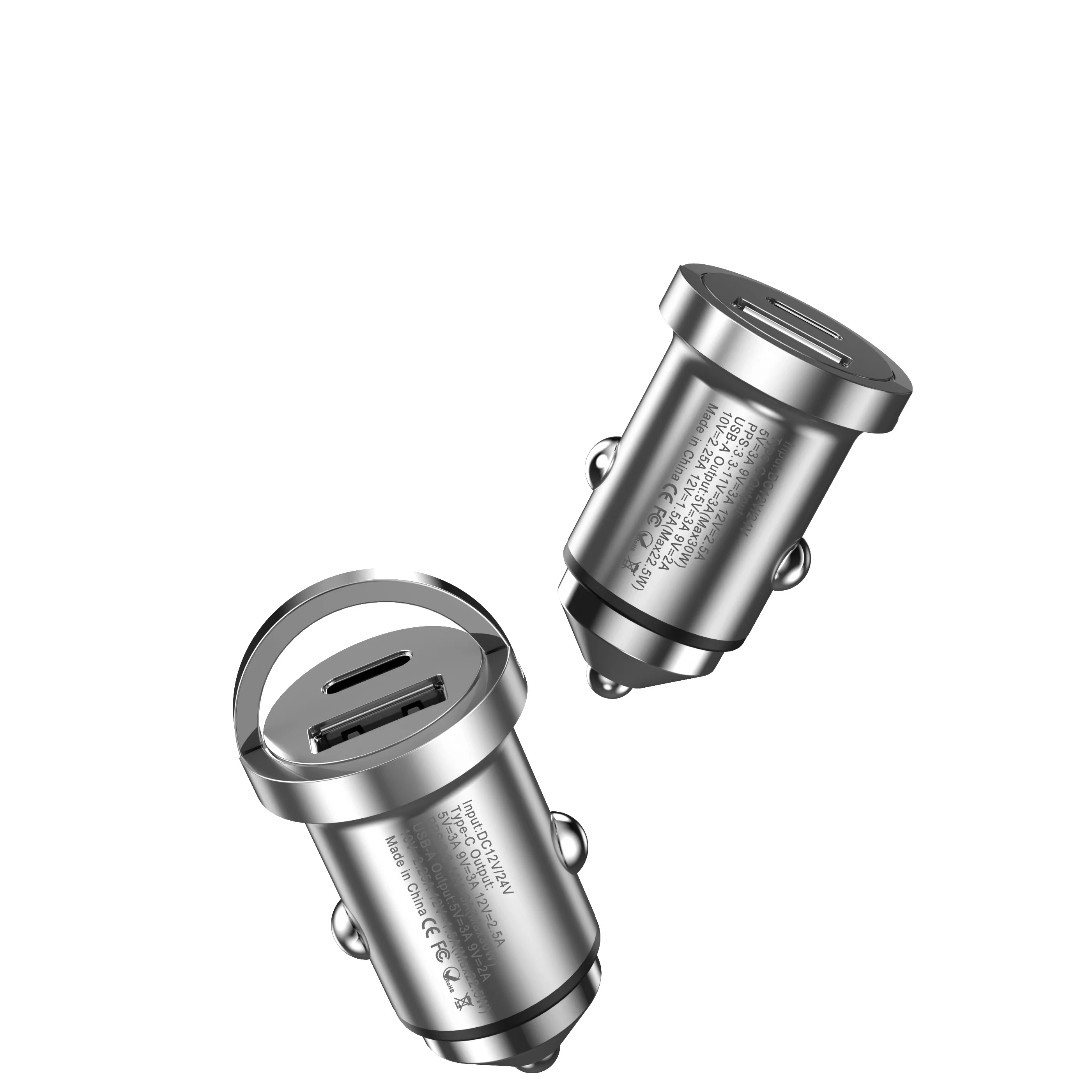 Mini car charger with Zinc alloy cover and hook
