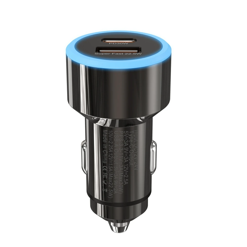 Zinc alloy car charger A+C MAX 30W