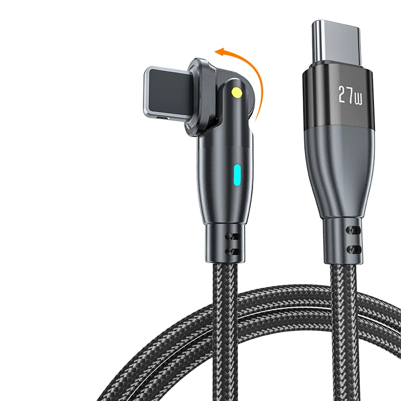 180 Degree rotating USB C to C Cable, support 60W and 100W