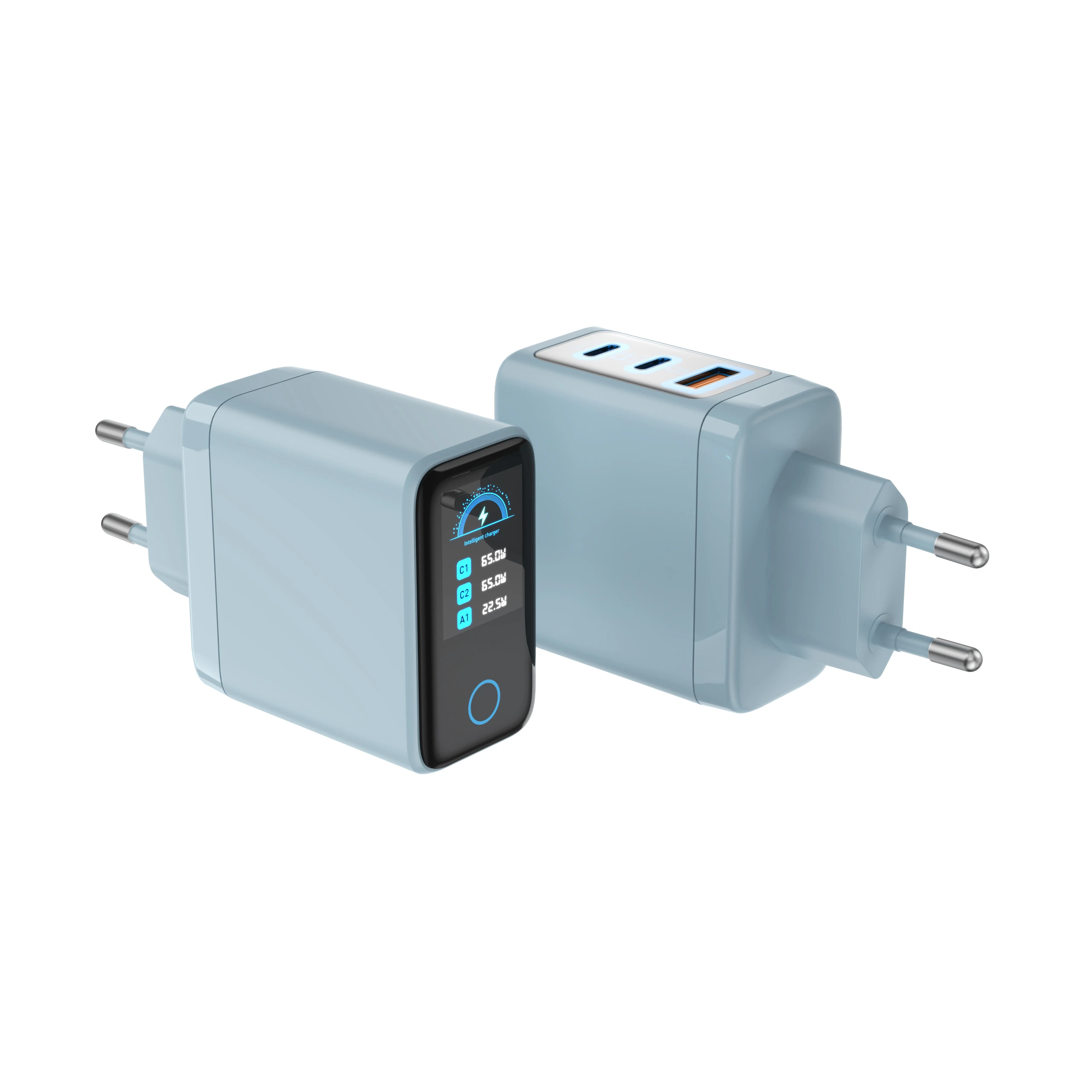 65W 2C1A GaN Wall Charger with TFT Display